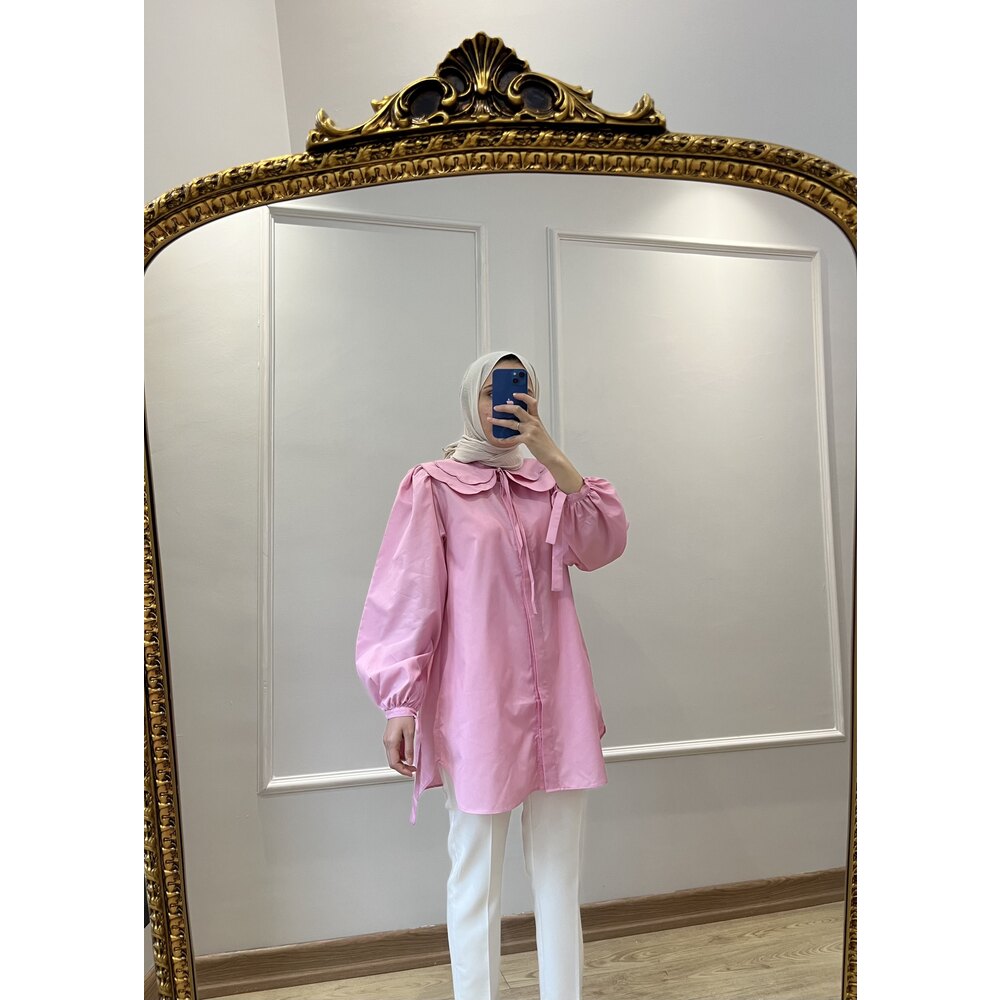 Seyyar yakalı gömlek pembe