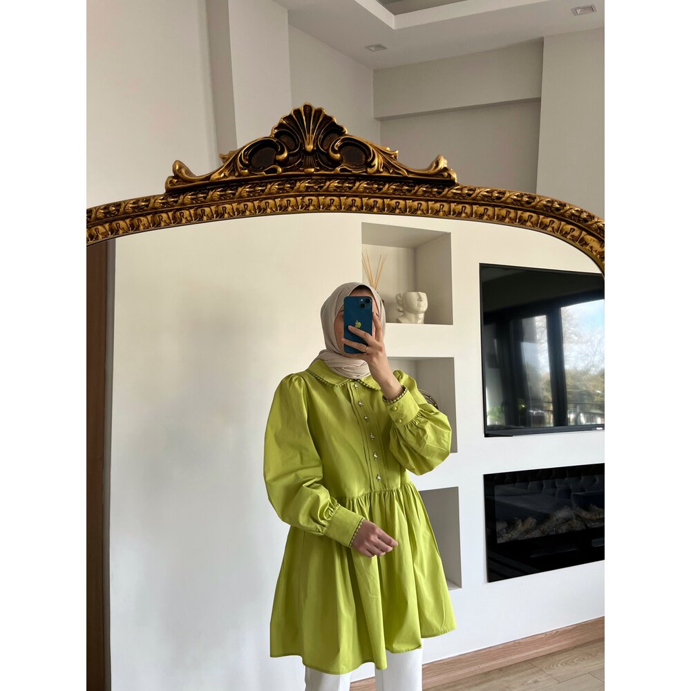 Taş detaylı poplin gömlek — fotoğraf 3