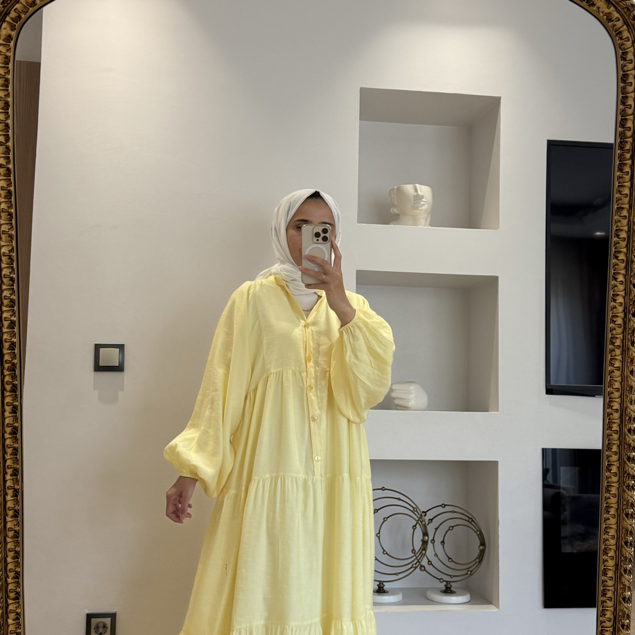 Butter yellow tensel elbise