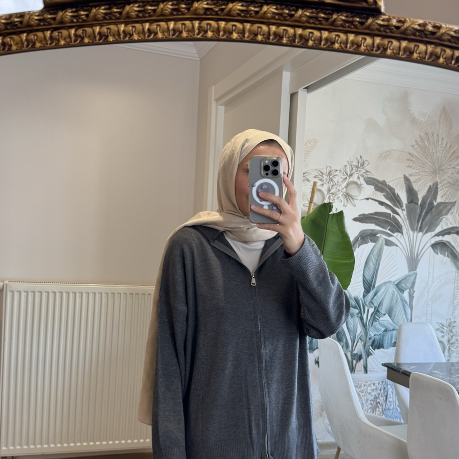 Antrasit çift fermuarlı triko takım — fotoğraf 2