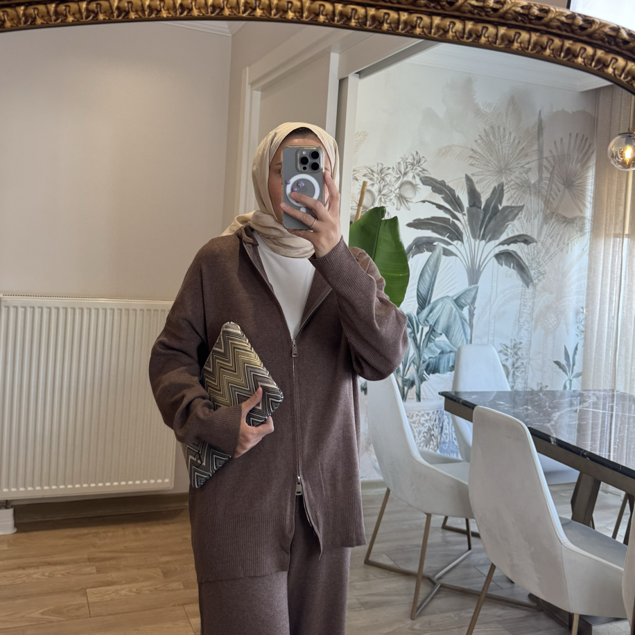 Vizon çift fermuarlı triko takım — fotoğraf 3